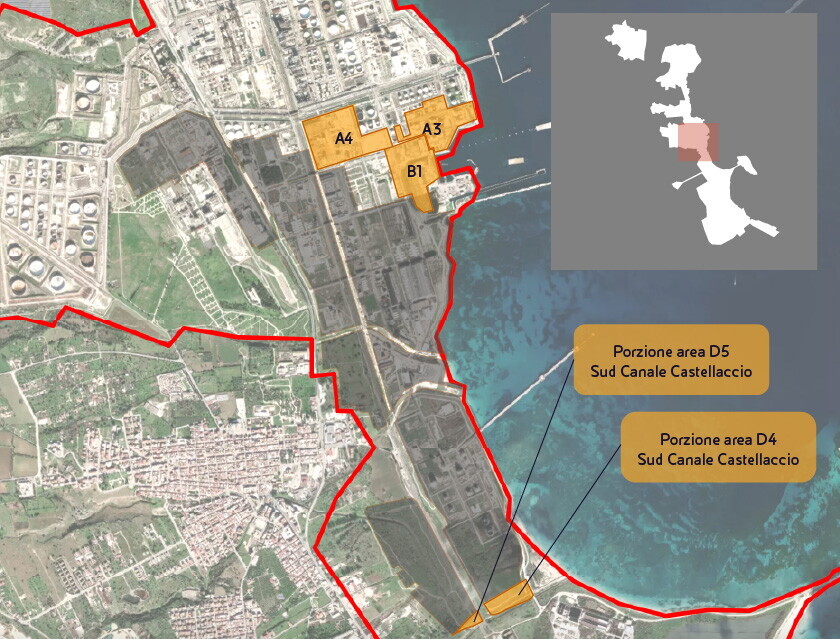 A4 A3 B1 e porzioni delle aree D4 D5 a Sud del Canale Castellaccio